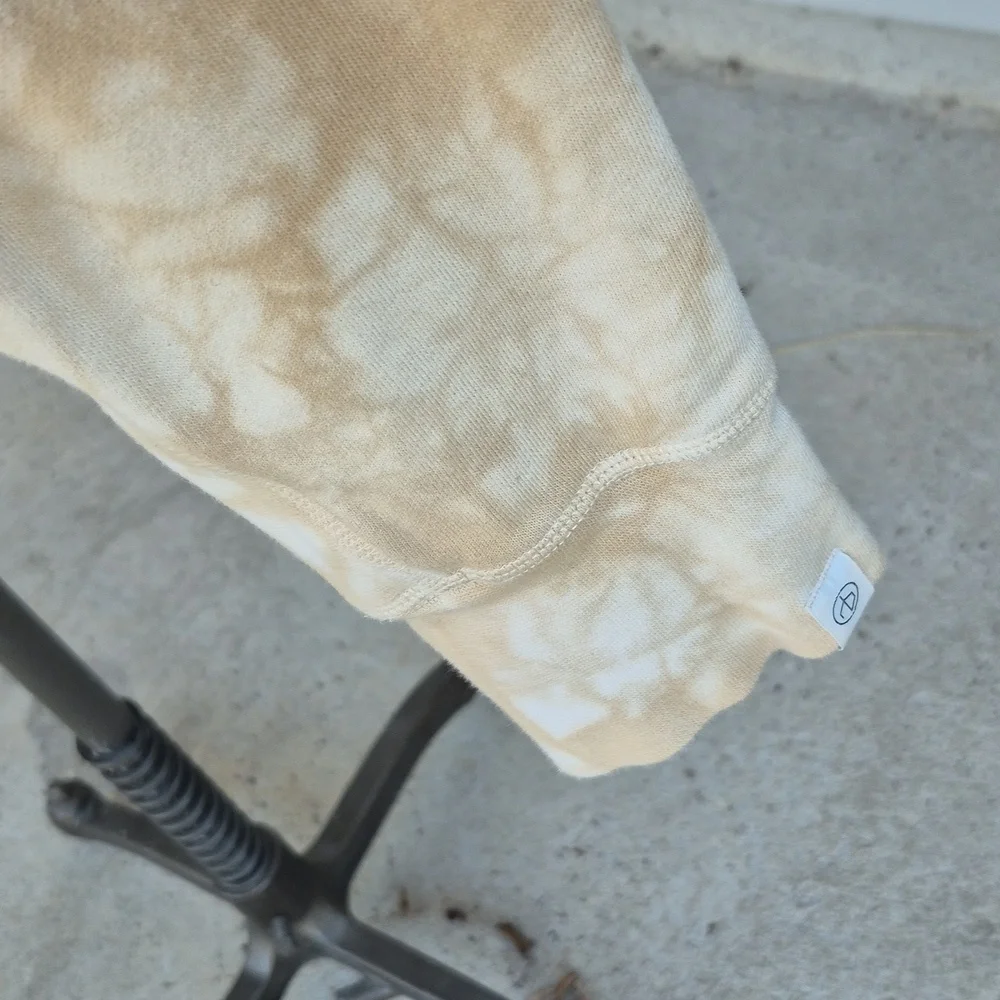 RAG & BONE City Terry Beige‎ Tan Cream Tie Dye Cotton Large Mens Hoodie Sweater - Picture 5 of 12